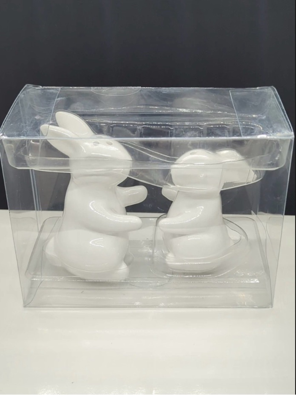 White Ceramic Bunny Figurine Salt & Pepper Shakers - Set of 2